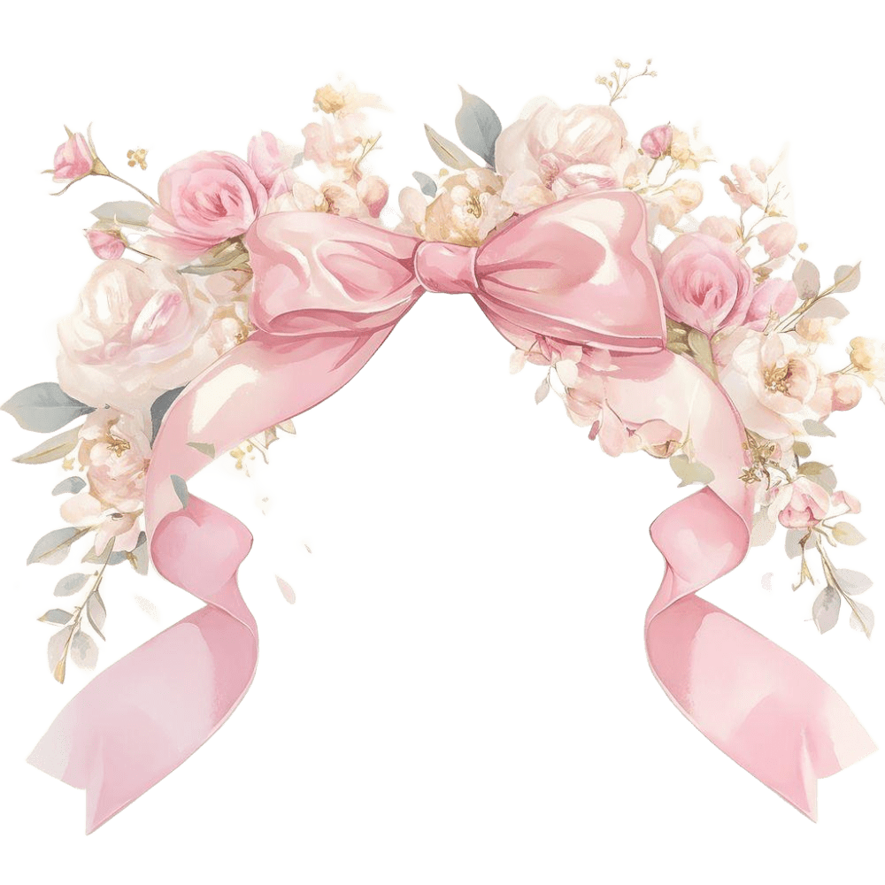 Arco floral con moño rosa